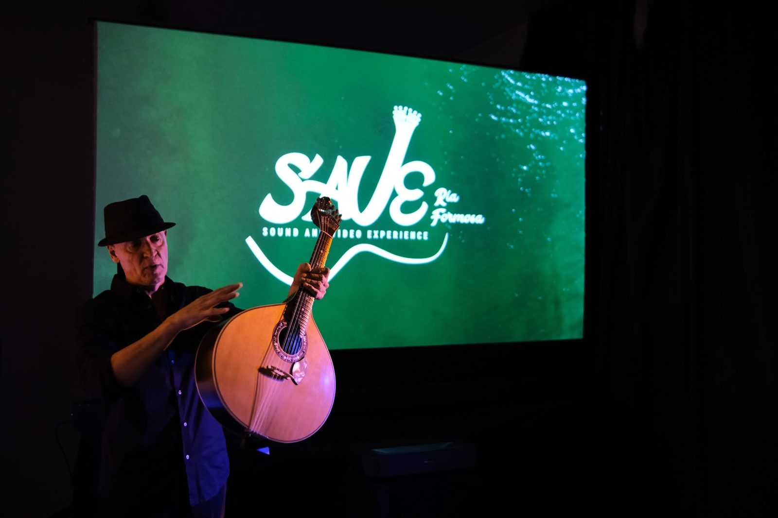S.A.V.E. Ria Formosa logo projected on stage